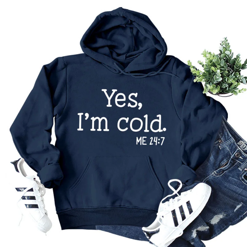 Dark Blue Hoodie White Font