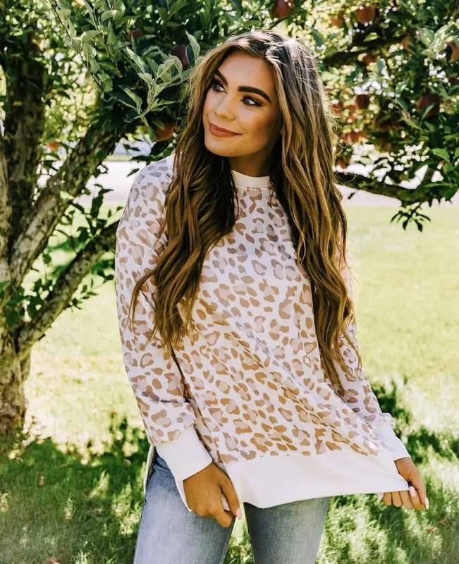 Mila Long-Sleeve Leopard Print Knit Top