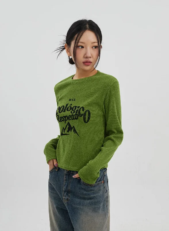 Graphic Long Sleeve Knit Top CJ330