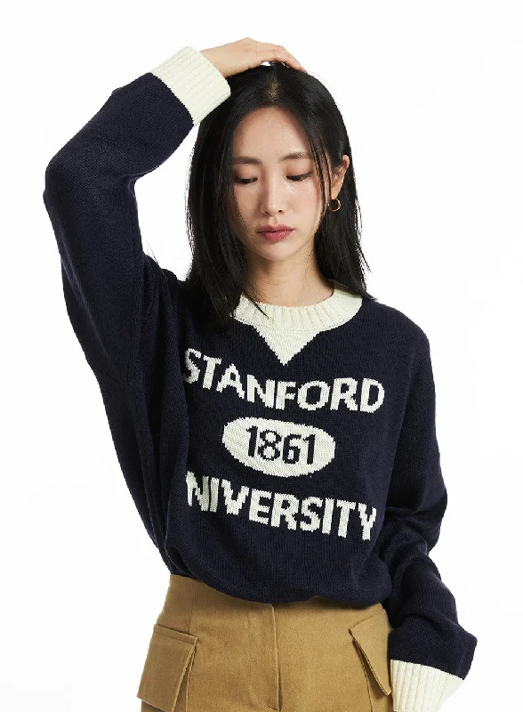 Lettering Long Sleeve Sweater OO323