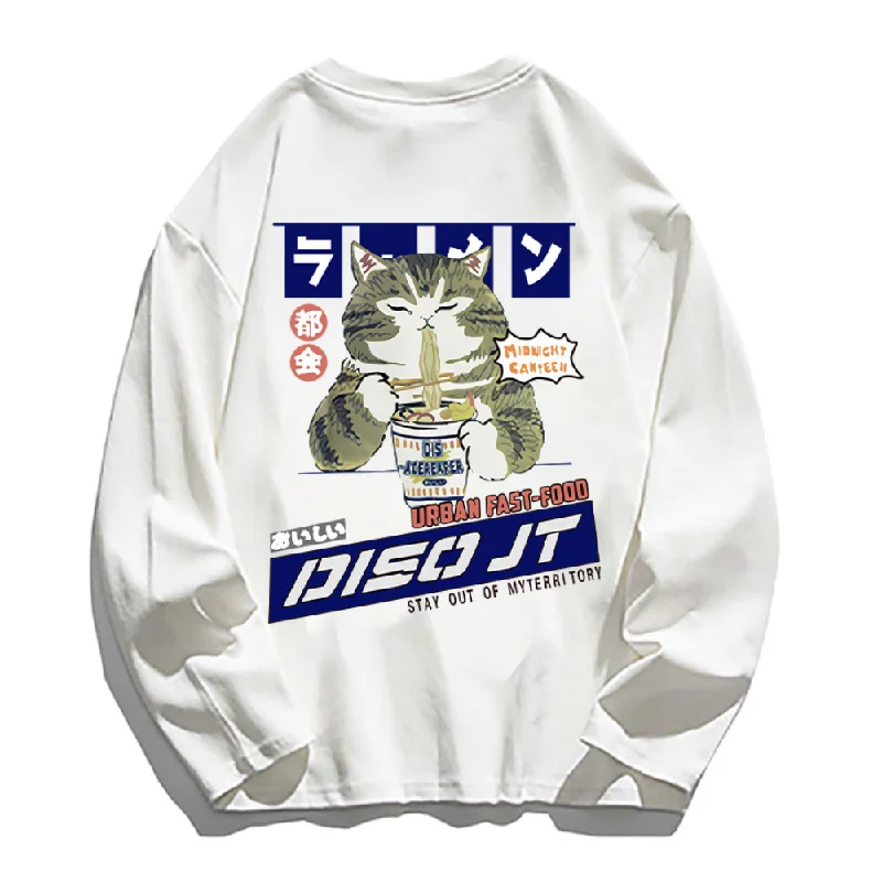 Japanese Greedy Cat Long Sleeve Shirt