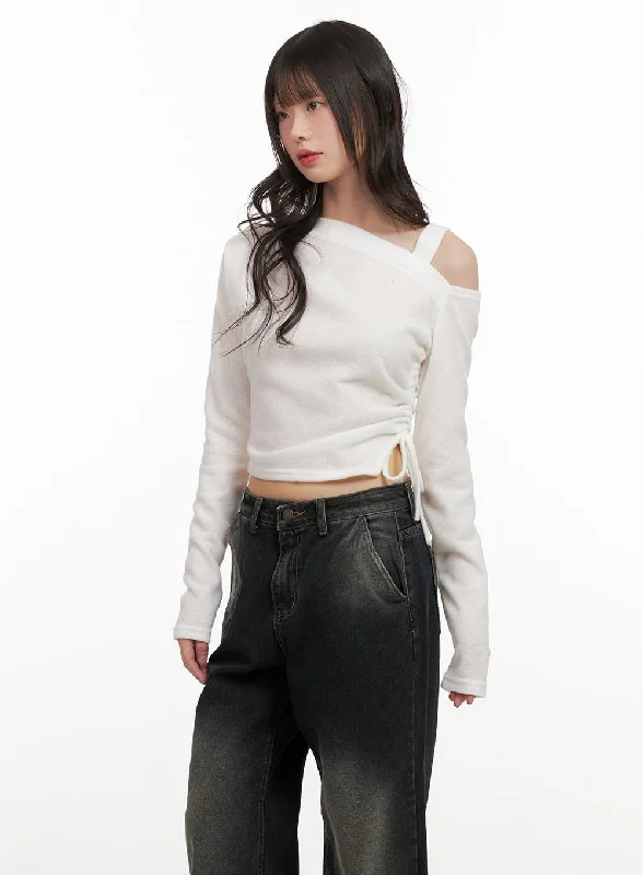 One-Shoulder Long-Sleeve Bliss Crop Top CJ501