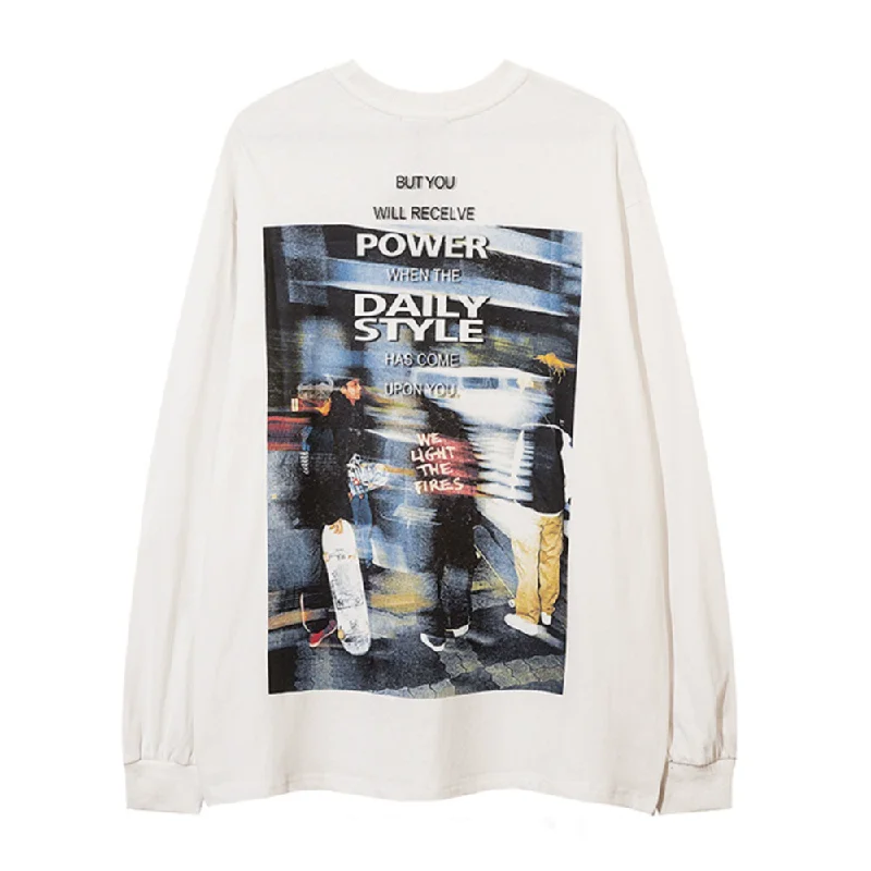 Street Skateboarding Boy Silhouette Long-Sleeve Shirt