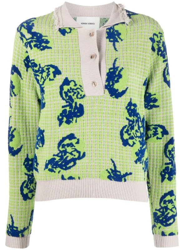 Polo Knit Long Sleeve - Green Tomato Grid