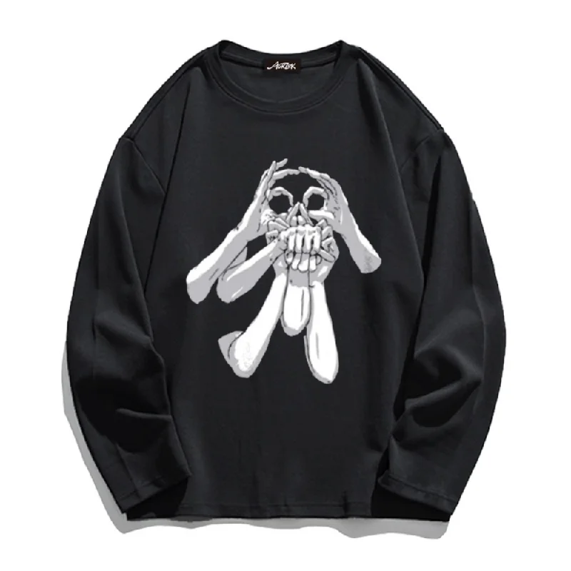 Scary Gesture Skull Long Sleeve Shirt