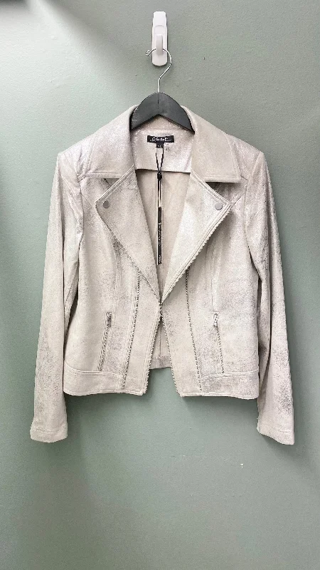 * Charlie B Silver Faux Leather Jacket