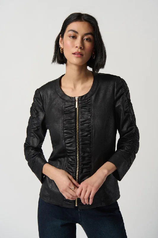 Joseph Ribkoff Foiled Knit Jacket With Ruched Detail