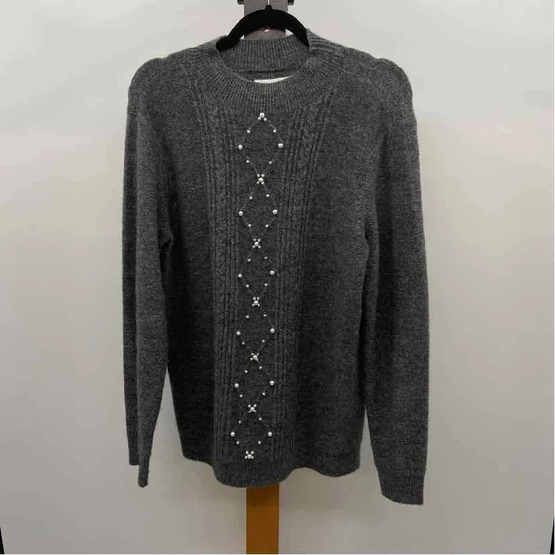 Elle Women's Size L Gray Beaded Sweater