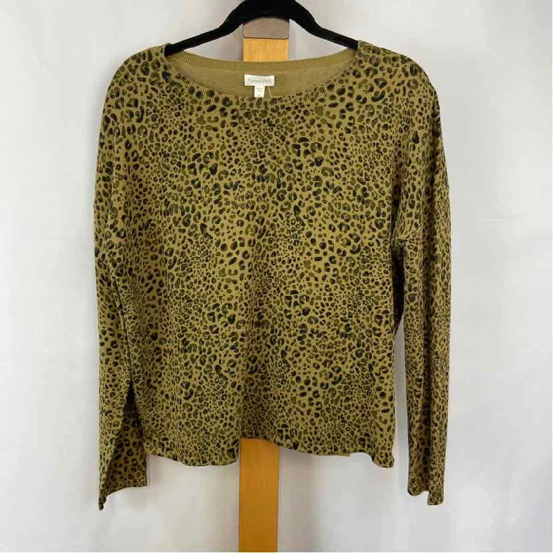 Garnet Hill Women's Size S Olive Animal Print Sweater