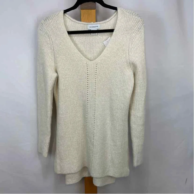 Liz Claiborne Women's Size M White Shimmer Sweater