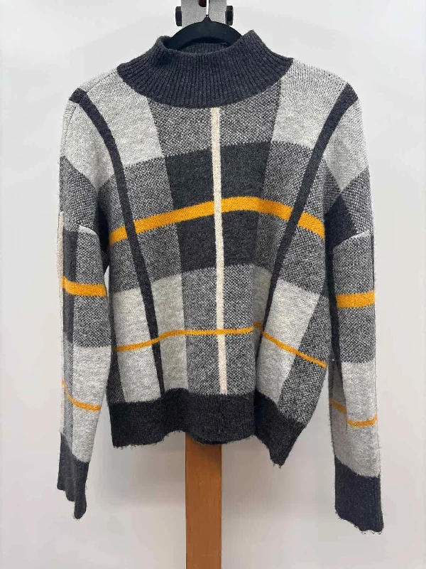 Marled Women's Size M Gray Plaid Sweater