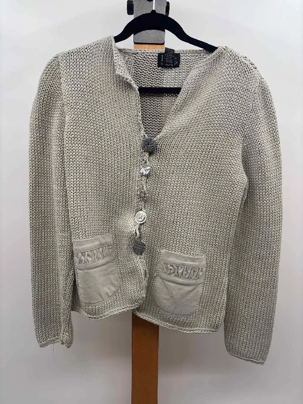 Pure Handknit Women's Size M Beige Shimmer Sweater