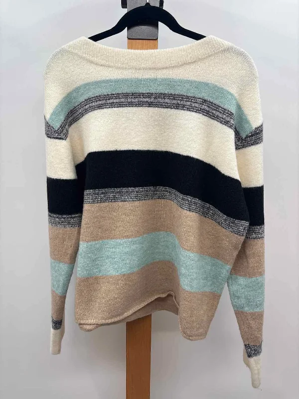 Rain + Rose Women's Size S Cream Stripe Sweater