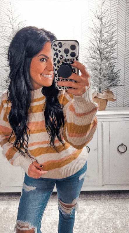 Allie Rose Cozy Striped Multi Sweater