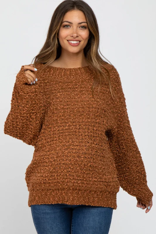 Camel Chunky Knit Maternity Sweater