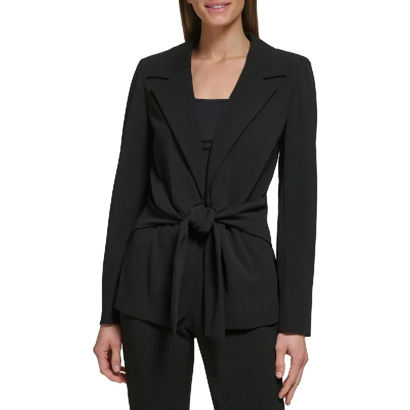 Womens Peak Lapel Tie Front Suit Jacket