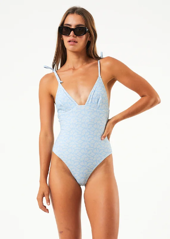 AFENDS Womens Underworld - Tie One Piece Swimsuit - Powder Blue