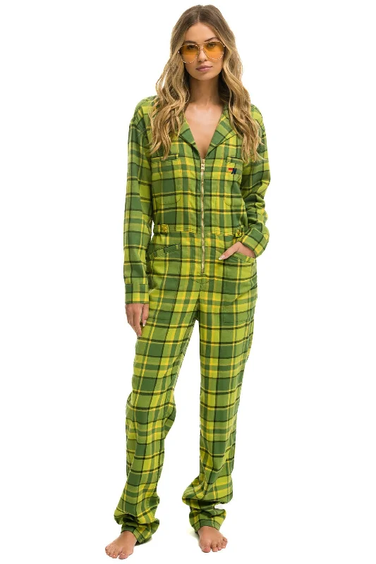 UNISEX PLAID FLIGHT SUIT - AVOCADO PLAID