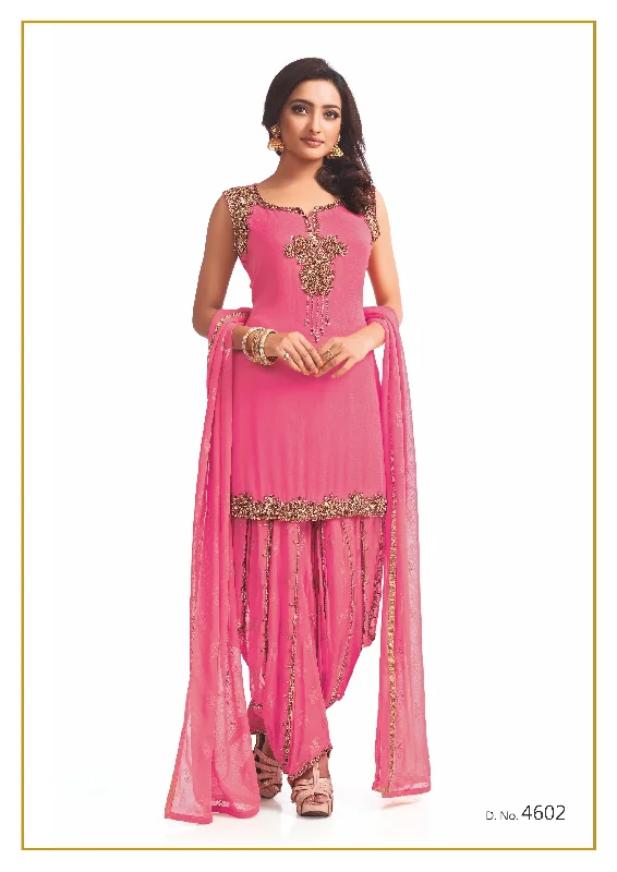 Light Pink and Gold Festive Patiyala Suit