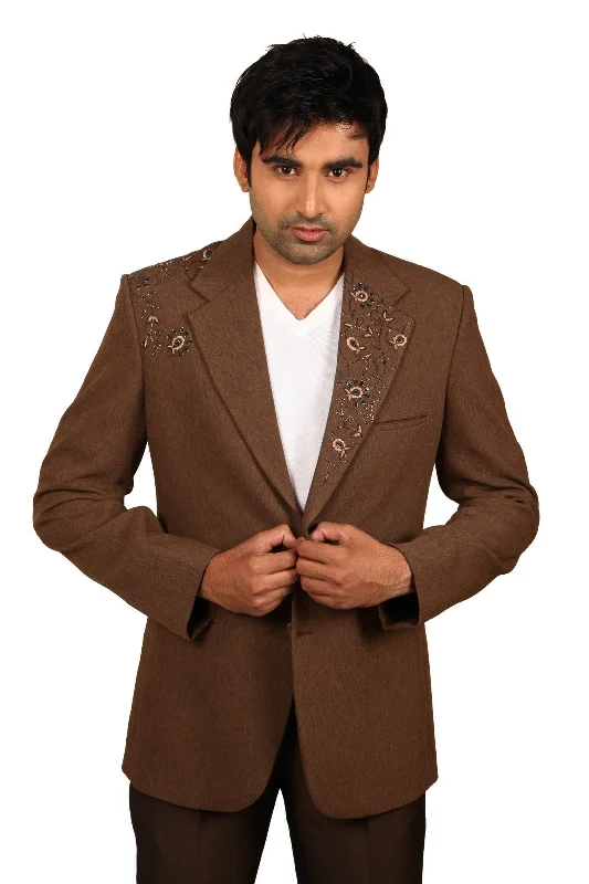 Notch Lapel Brown Traditional Indian Jodhpuri Suit Sherwani For Men