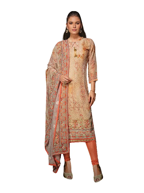 Orchid Orange Embroidered Chikankari Long Kurti Salwar Kameez Suit D-6217