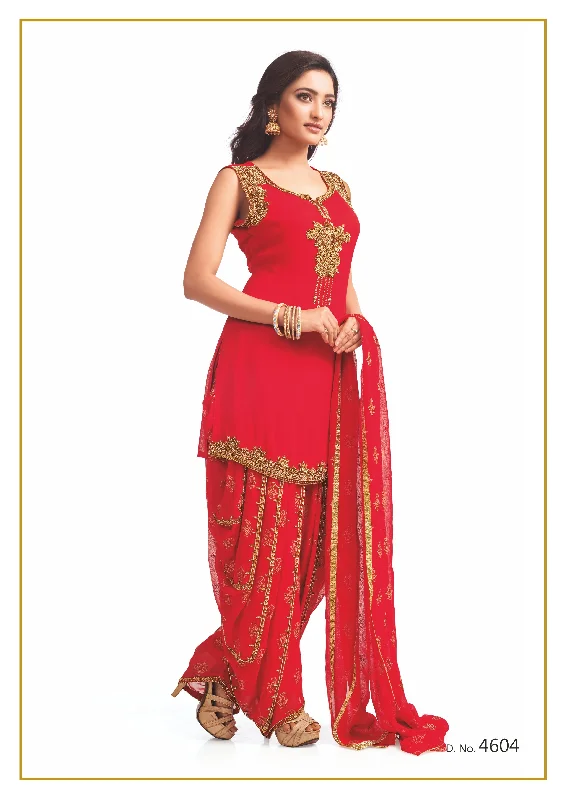 Red and Gold Festive Patiyala Suit