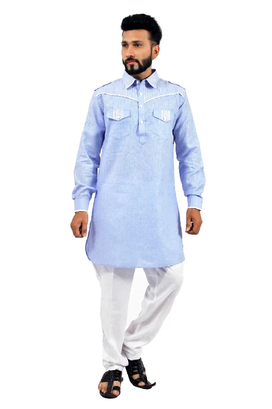 Saris and Things Skyblue Pathani Suit for Men