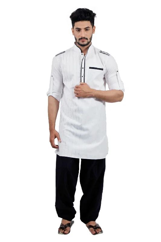 Saris and Things White Pathani Suit for Men