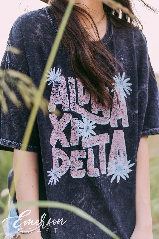 Alpha Xi Delta Floral Mineral Wash Tee