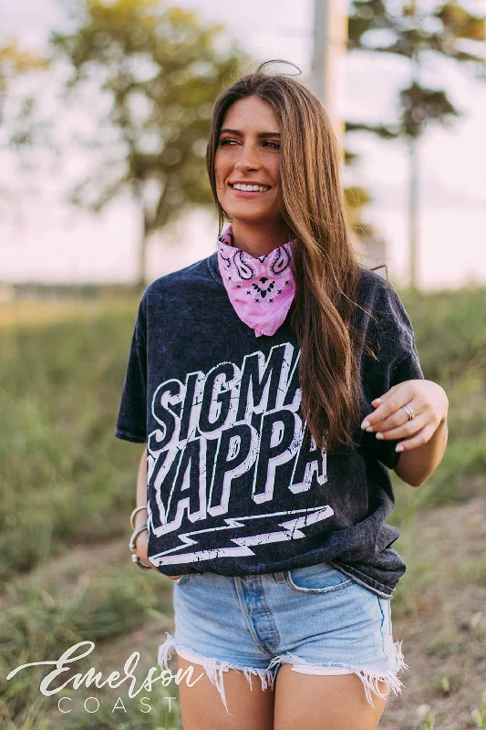 Sigma Kappa Lightning Bolt Mineral Wash Tee