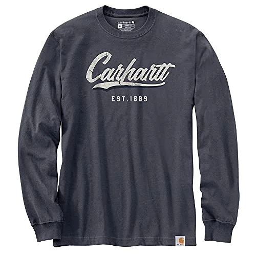 Carhartt 104890 Men's Loose Fit Heavyweight Long-Sleeve Hand-Painted Graphic T- - Medium - Bluestone