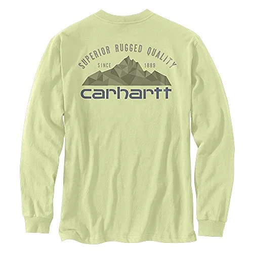 Carhartt 105058 Men's Relaxed Fit Heavyweight Long-Sleeve Pocket Mountain Graph - 3X-Large Regular - Pastel Lime