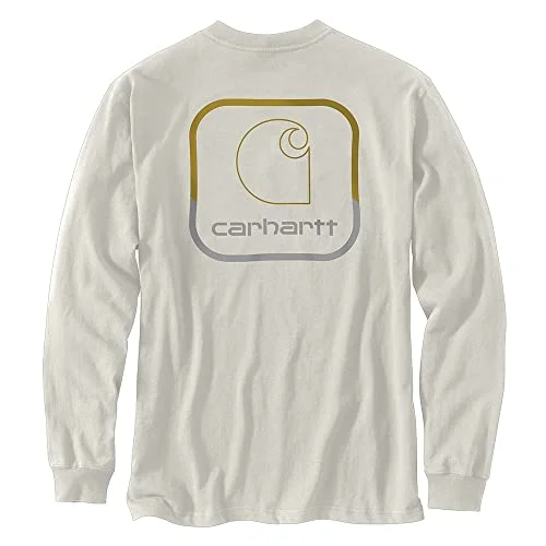 Carhartt 105584 Men's Loose Fit Heavyweight Long-Sleeve Pocket Logo Graphic T-S - XXX-Large - Malt