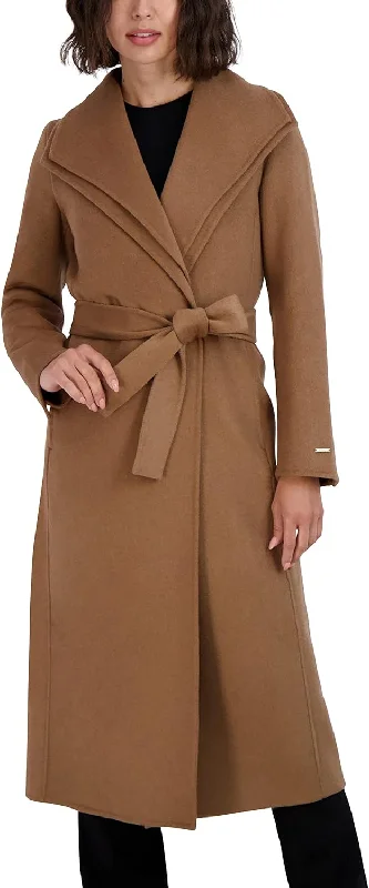 TAHARI Women's Maxi Double Face Wool Blend Wrap Coat, Camel