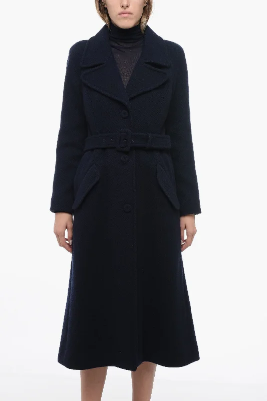 Moschino COUTURE Wool Ribbed Coat with Belt 40 Italian size