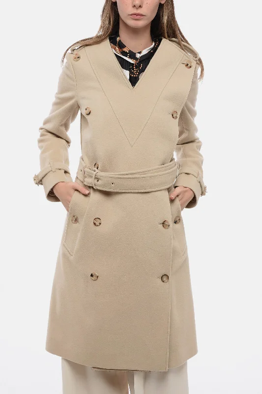 Burberry Wool Double-Brested Coat with V Neckline 38 Italian size