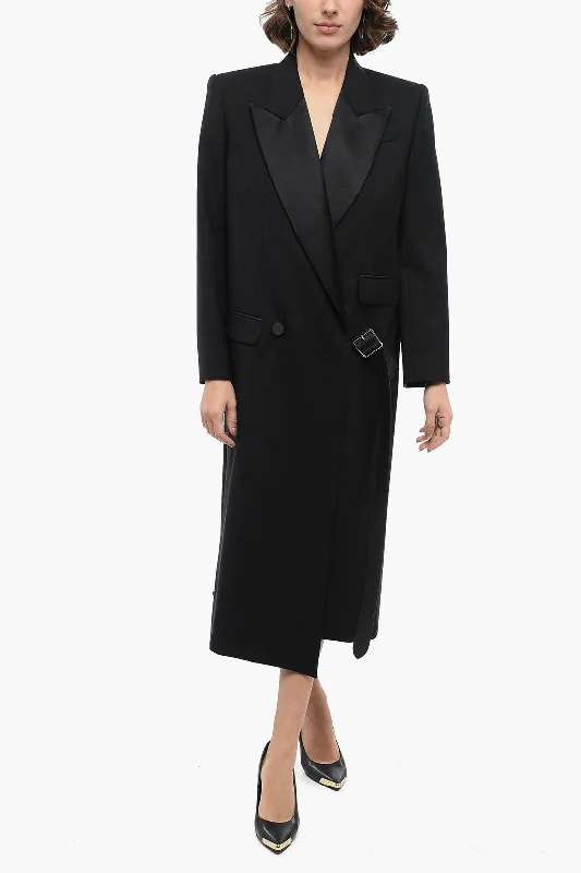 Alexander McQueen Double-breasted Wool Blend Coat with Buckle Detail 40 Italian size