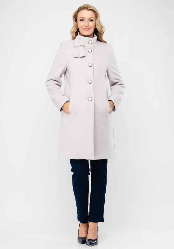 Christina Felix Bow Trim Wool & Cashmere Coat, Beige