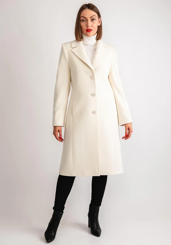 Christina Felix Wool Cashmere Blend Long Coat, Cream