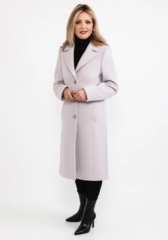 Christina Felix Lapel Collar Wool Long Coat, Mauve