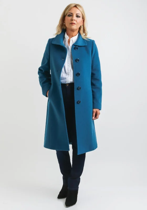 Christina Felix Wool & Cashmere Rich Tailored Coat, Teal Blue