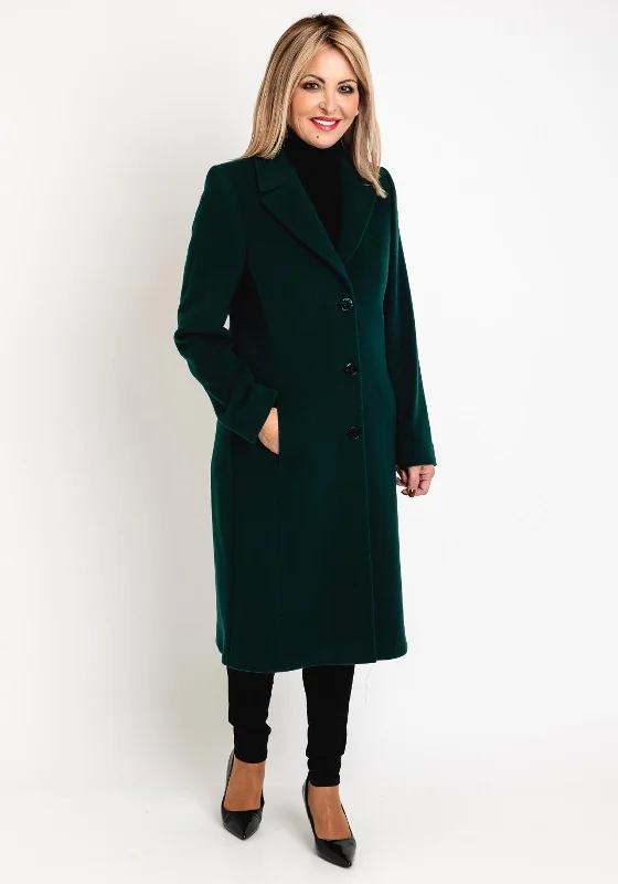 Christina Felix Classic Tailored Wool Cashmere Blend Long Coat, Forest Green