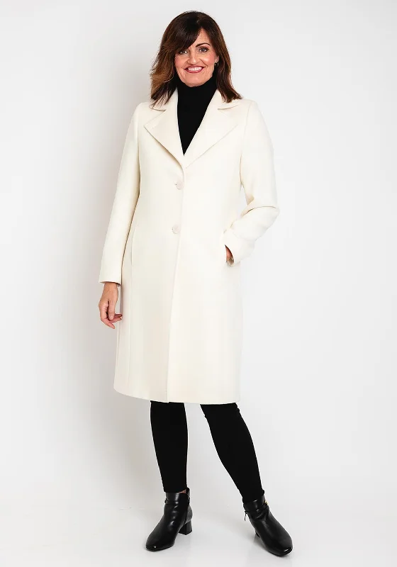 Christina Felix Notch Collar Wool Cashmere Blend Long Coat, Winter White