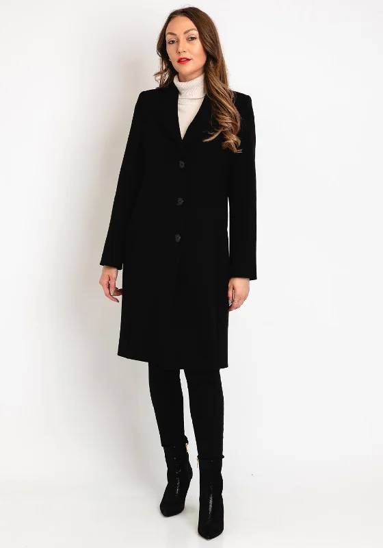 Christina Felix Classic Tailored Long Coat, Black