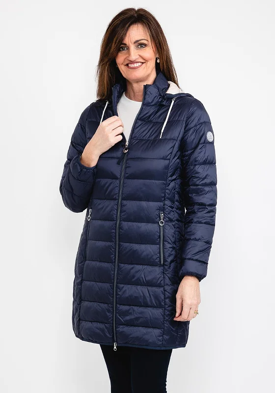 Frandsen Long Quilted Coat, Navy