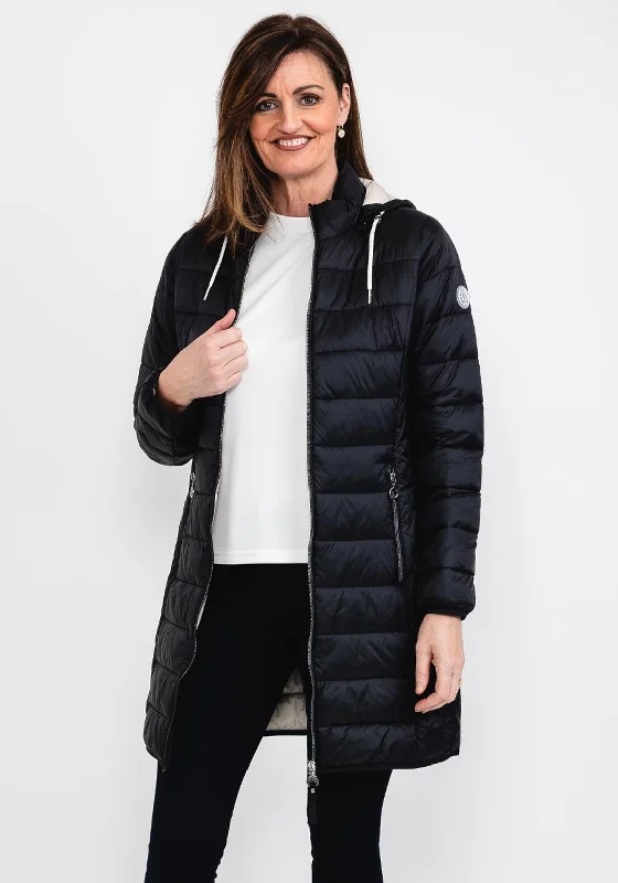 Frandsen Long Quilted Coat, Black