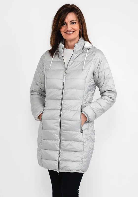 Frandsen Long Quilted Coat, Silver