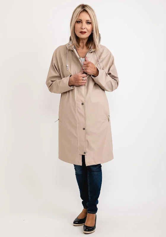 Frandsen Water Resistant Long Raincoat, Beige