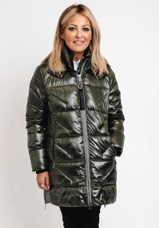 Green Goose Synthetic Quilted Mid Length Coat, Green