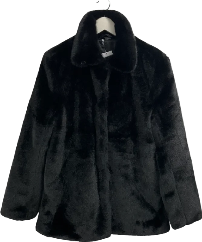 H&M Black Faux Fur Coat UK XS